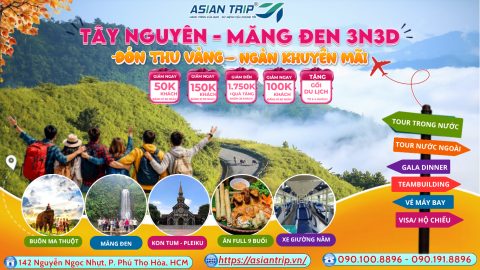 tour mang den buon ma thuot gia lai kon tum gia re
