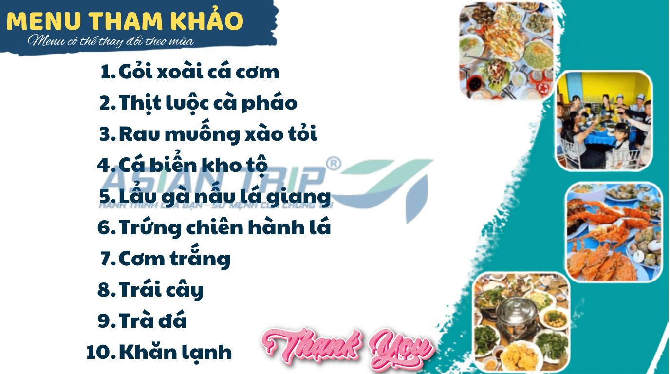 TOUR VĨNH HY NINH CHỮ | TEAMBUILDING & GALA DINNER【2N2D】 6 Menu trua 1 vh nc