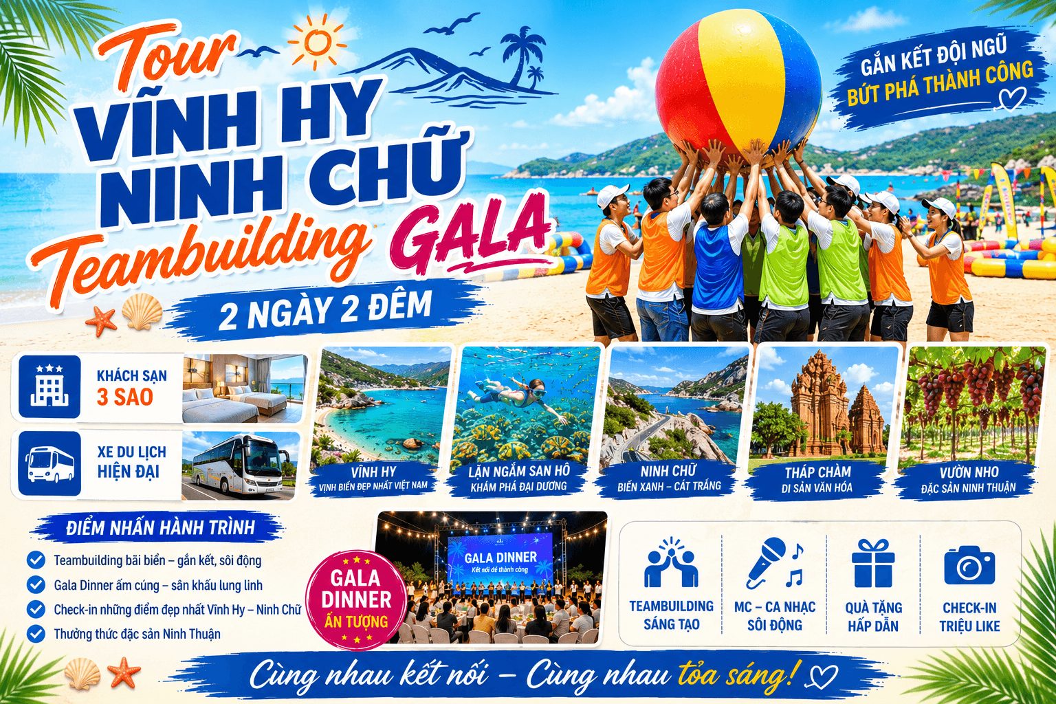 TOUR VĨNH HY NINH CHỮ | TEAMBUILDING & GALA DINNER【2N2D】 1 team ninh chu vinh hy